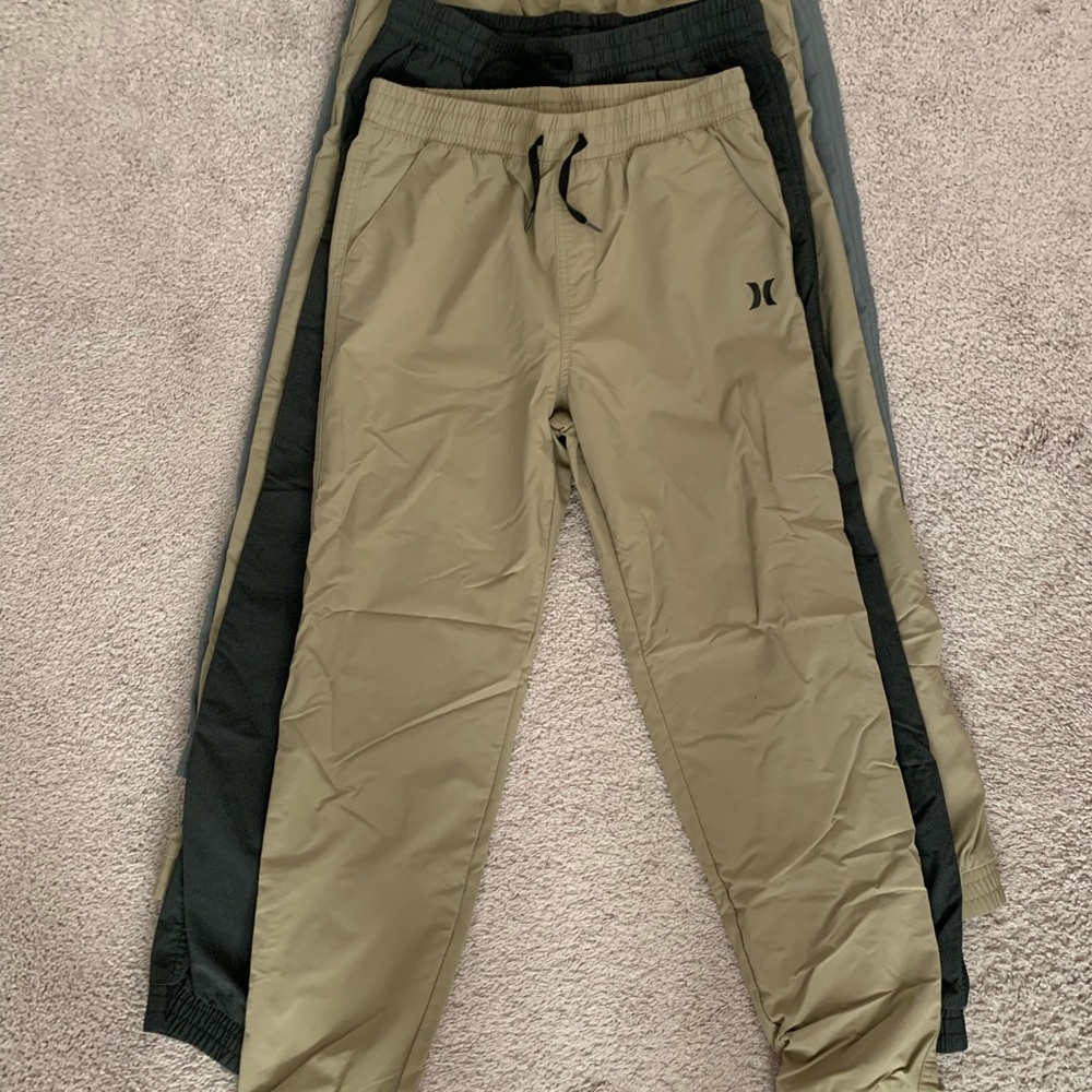 Hurley Boys H2O DryFit Jogger Pants in Tan (2x), Light Grey (2x) and Dark Grey